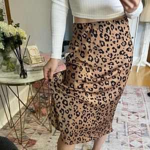 Silky Leopard MIDI Skirt
